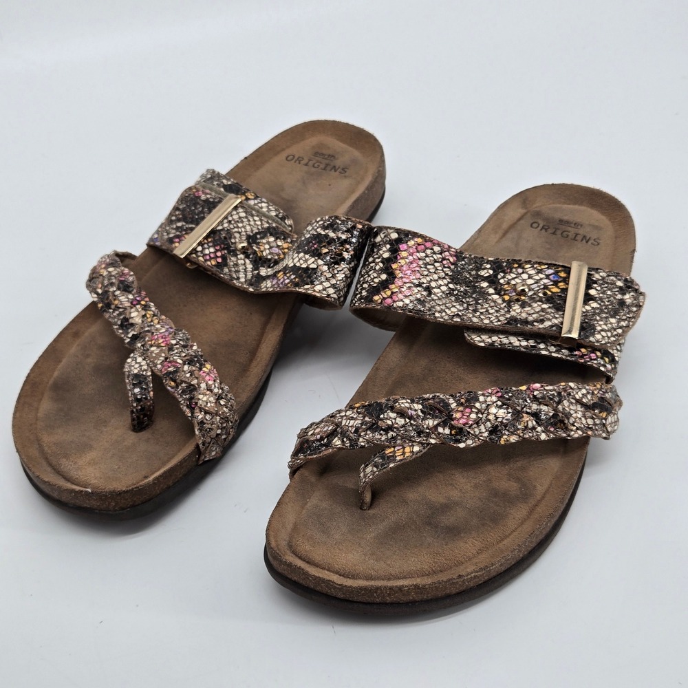 Earth Origins Orono Onida Snake Print Cork Sandal Pink 11 Boho Gorpcore